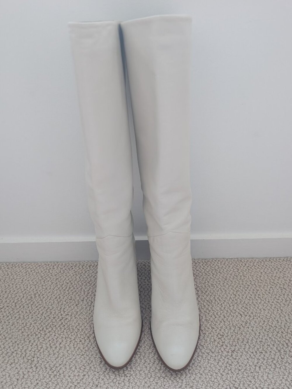 Ba&sh Bash Off White Knee High Soft Leather Boots Size 39 (8-8.5)